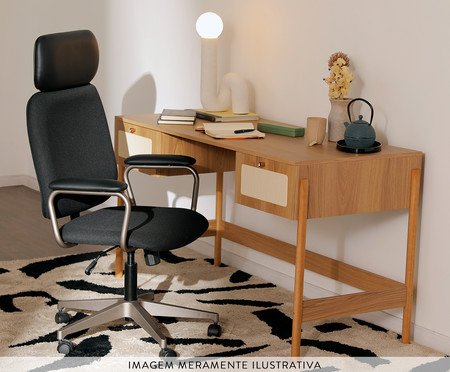 Cadeira Office Gran Chicago Preta com Pés Cinza | Westwing