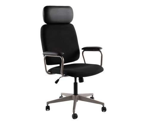 Cadeira Office Gran Chicago Preta com Pés Cinza, black | WestwingNow