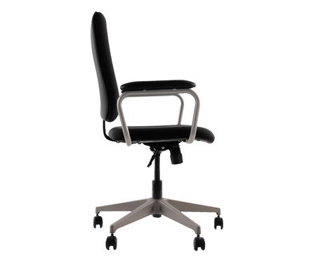 Cadeira Office Chicago Preta com Pés Cinza - 67X105X60 | Westwing