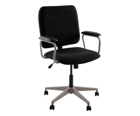 Cadeira Office Chicago Preta com Pés Cinza - 67X105X60 | Westwing