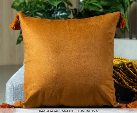 Capa de Almofada 765 Lisa Velveteen Terracota com Tassel - 43X43cm | Westwing