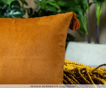Capa de Almofada 765 Lisa Velveteen Terracota com Tassel - 43X43cm | Westwing