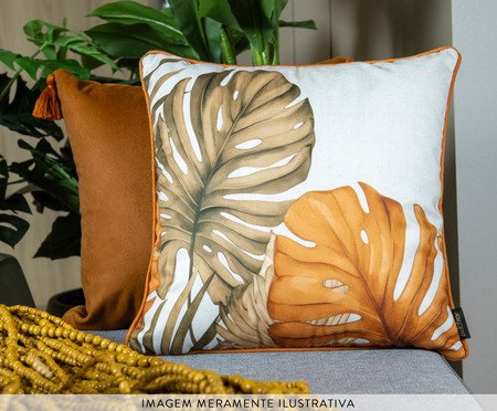 Capa de Almofada 765 Lisa Velveteen Terracota com Tassel - 43X43cm | Westwing