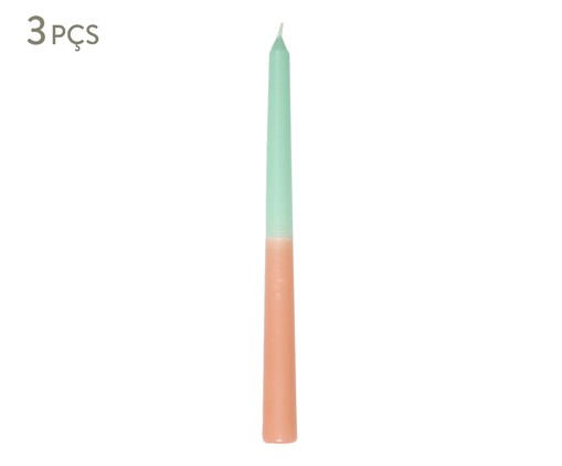 Jogo de Velas Castiçal Bicolores Celadon e Pale - 26X2cm, Verde,Nude | WestwingNow