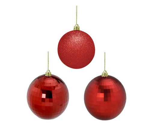 Jogo 3 Bolas Natalinas Trio Sofisticado, red | WestwingNow
