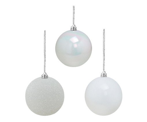 Jogo 3 Bolas Natalinas Trio de Luxo, white | WestwingNow