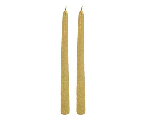 Jogo 2 Velas Decorativas Chamas Gêmeas, gold | WestwingNow