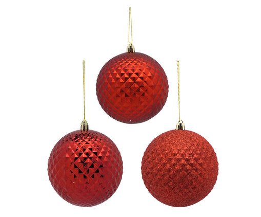 Jogo 3 Bolas Natalinas Trio Premium, red | WestwingNow