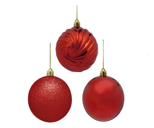 6 Bolas Natalinas Bolas Cintilantes, red | WestwingNow
