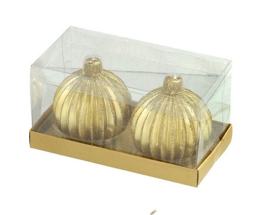 Jogo 2 Velas Bola Natal Mini Glow, gold | WestwingNow
