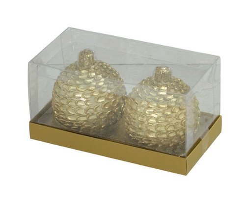 Jogo 2 Velas Bola Natal Duo de Brilho, gold | WestwingNow