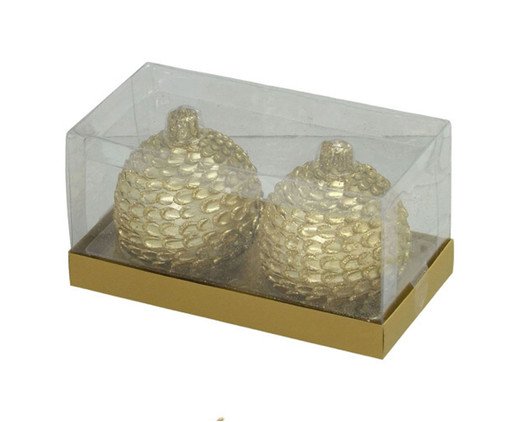 Jogo 2 Velas Bola Natal Brilho Natalino, gold | WestwingNow