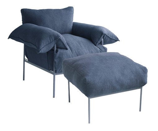 Jogo de Poltrona e Pufe Asa Petit Bouclé Azul, blue | WestwingNow