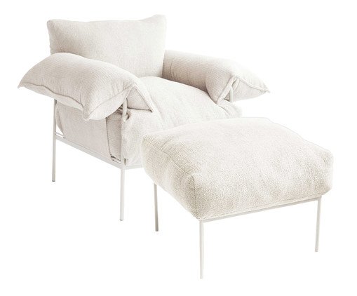 Jogo de Poltrona e Pufe Asa Petit Bouclé Porcelana, white | WestwingNow