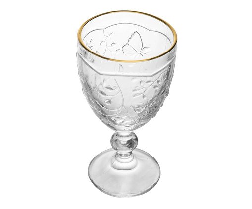 Taça para Água com Fio Dourado New Butterfly, Transparente | WestwingNow