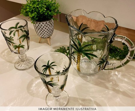 Jogo de Jarra com Taças Palm Hand Painting | Westwing