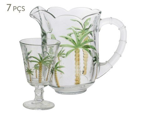 Jogo de Jarra com Taças Palm Hand Painting | Westwing