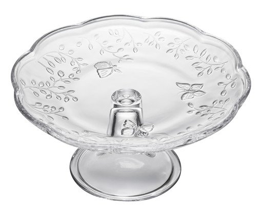 Prato para Bolo em Cristal Ecológio New Butterfly ll, Transparente | WestwingNow