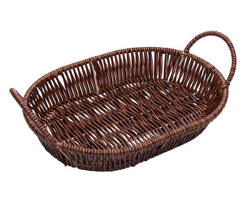 Cesto Oval com Alça Rattan, Marrom | WestwingNow