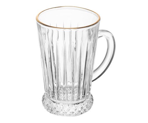 Taça para Cappuccino com Fio Dourado Deli Diamante, Transparente | WestwingNow
