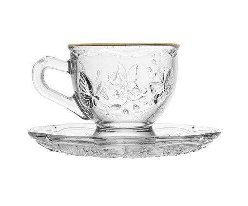 Xícara para Café com Fio Dourado New Butterfly, Transparente | WestwingNow