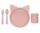 Jogo de Prato e Copo com Talheres Infantil Cat Rosa, Rosa | WestwingNow