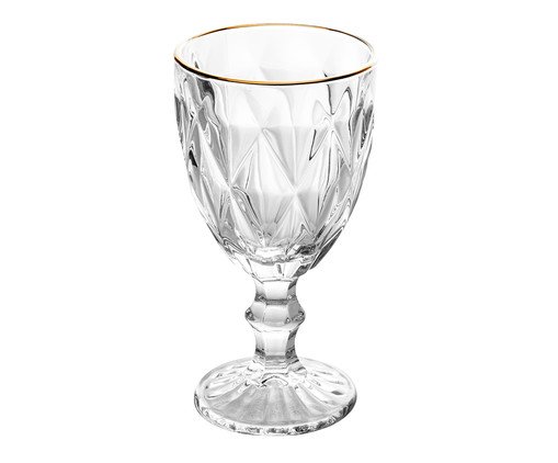 Taça de Água com Fio Dourado Diamond, Transparente | WestwingNow