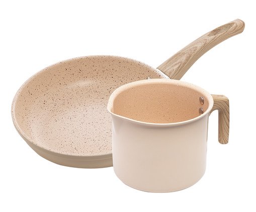 Jogo de Frigideira e Leiteira de Indução Granilite Bege, Bege | WestwingNow