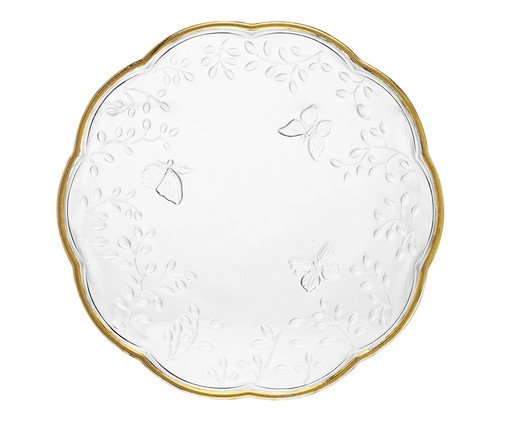 Prato Raso com Fio Dourado New Butterfly, Transparente | WestwingNow