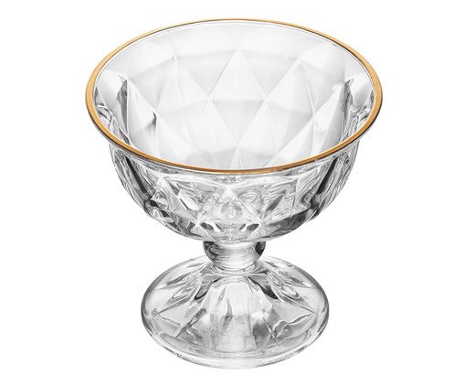 Taça para Sobremesa Com fio Dourado Diamond, Transparente | WestwingNow