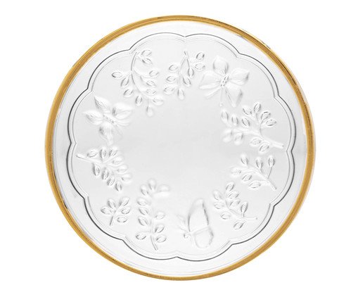 Prato Decorativo com Fio Dourado New Butterfly, Transparente | WestwingNow