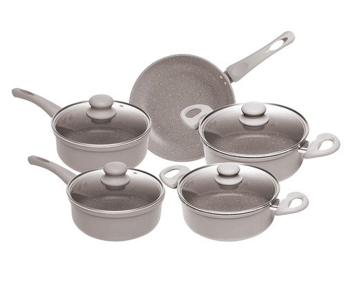 Jogo de Panelas com Recestimento Cerâmico de Indução Taupe, Bege | WestwingNow