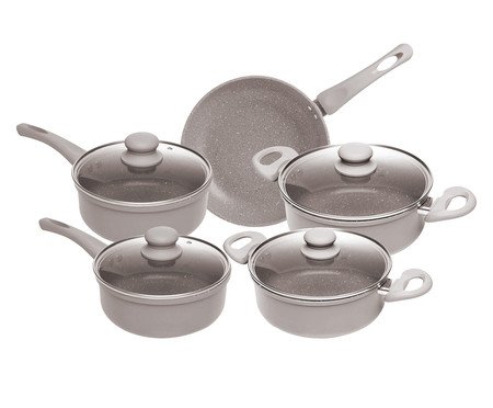 Jogo de Panelas com Recestimento Cerâmico de Indução Taupe | Westwing