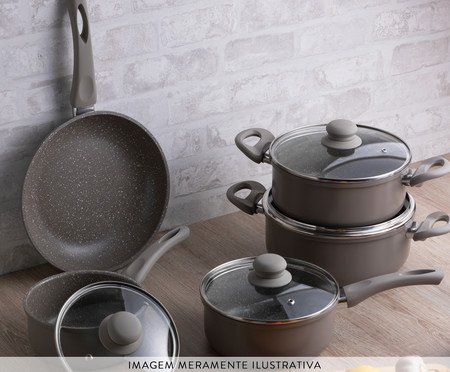 Jogo de Panelas com Recestimento Cerâmico de Indução Taupe | Westwing