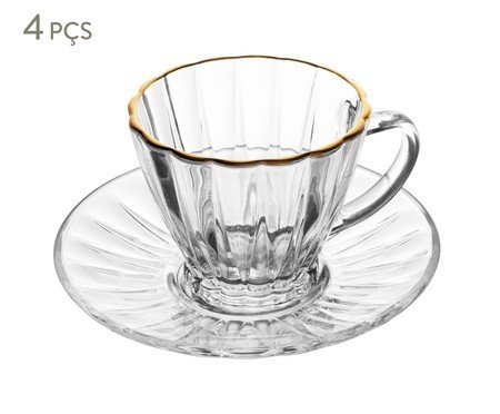 Jogo de Xícaras para Café com Fio Dourado Radial | Westwing