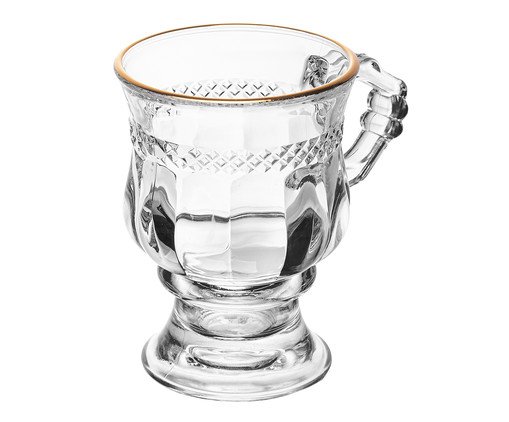 Taça para Cappuccino com Fio Dourado Diamante, Transparente | WestwingNow