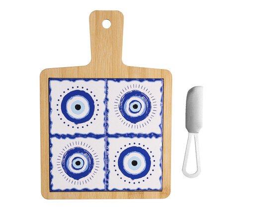 Jogo de Tábua com Bandeja e Faca Greek, Colorido | WestwingNow