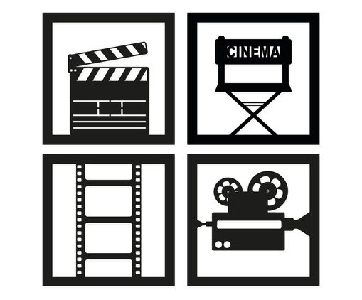 Jogo Quadros Vazados Cinema, Preto | WestwingNow