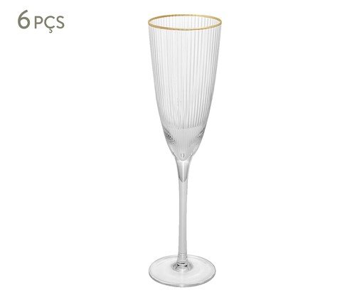 Jogo de Taças para Champanhe com Borda Dourada Lines, Preto | WestwingNow