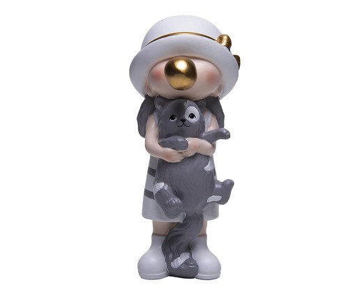 Figura Decorativa de Resina Carinho Felino, Colorido | WestwingNow