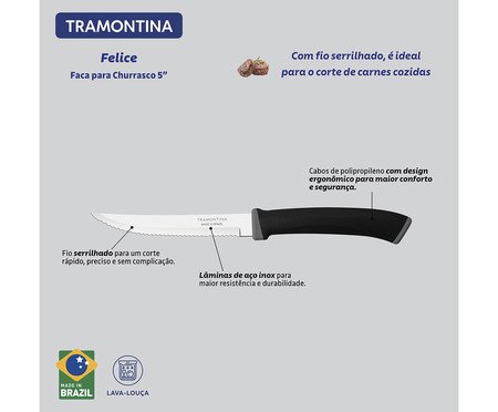 Faca para Churrasco em Inox Felice Preta | Westwing