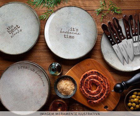 Jogo de Pratos Rasos para Churrasco Rustic | Westwing