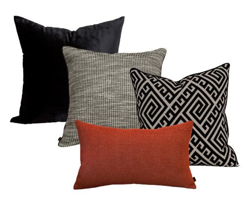 Kit Almofadas Bordô Preto e Marsala, multicolor | WestwingNow