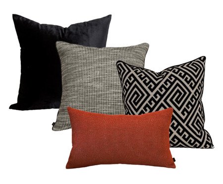 Kit Almofadas Bordô Preto e Marsala | Westwing