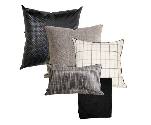 Kit Almofadas Xadrez Preto e Cinza Quadriculado, multicolor | WestwingNow