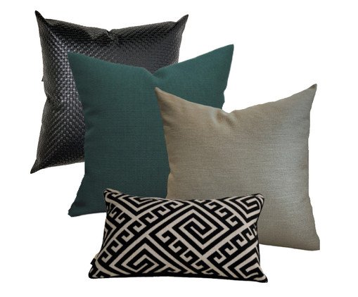 Kit Almofadas Safira Geométrico Preto e Verde Floresta, multicolor | WestwingNow