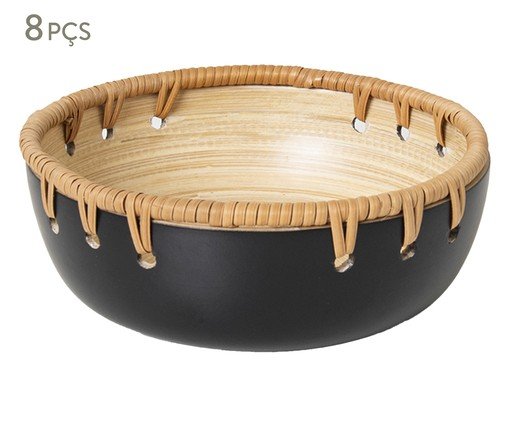 Jogo de Bowls Duo Rattan Preto, Preto | WestwingNow