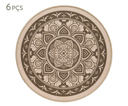 Jogo de Lugar Americano Mandala Taupe, Marrom | WestwingNow