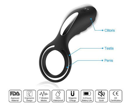 Vibrador Anel Peniano Duplo Zeus - Preto | Westwing