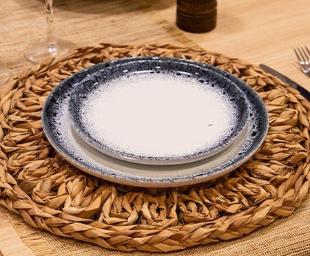 Jogo de Prato em Porcelana Crique Branco e Azul | Westwing